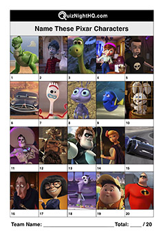 disney pixar characters picture trivia round