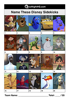 Disney Characters 011 Sidekicks Quiznighthq