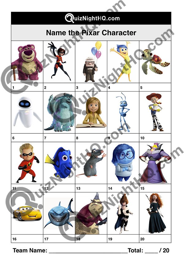 all disney and pixar characters