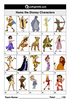 Disney Characters 001 Quiznighthq